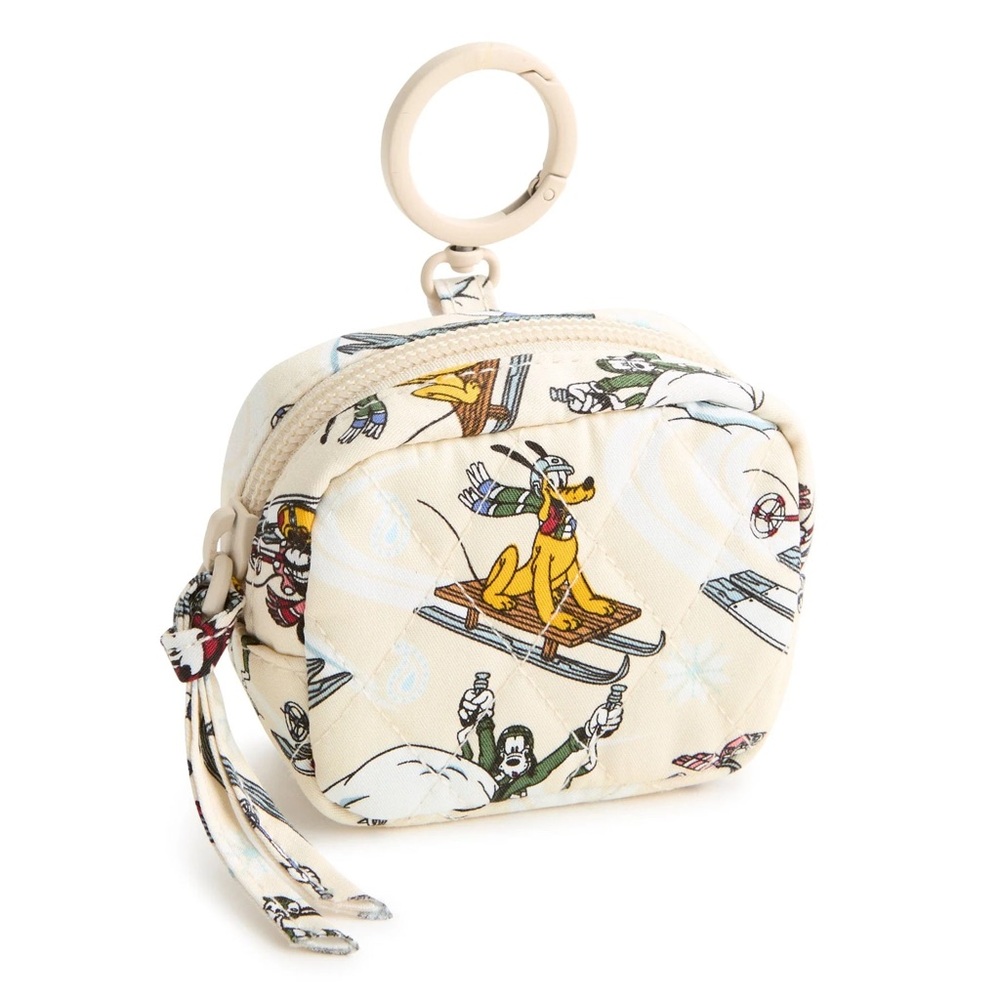 Disney Vera Bradley Zip Earbud Bag Charm Downhill Skiing Mickey & Friends NWT